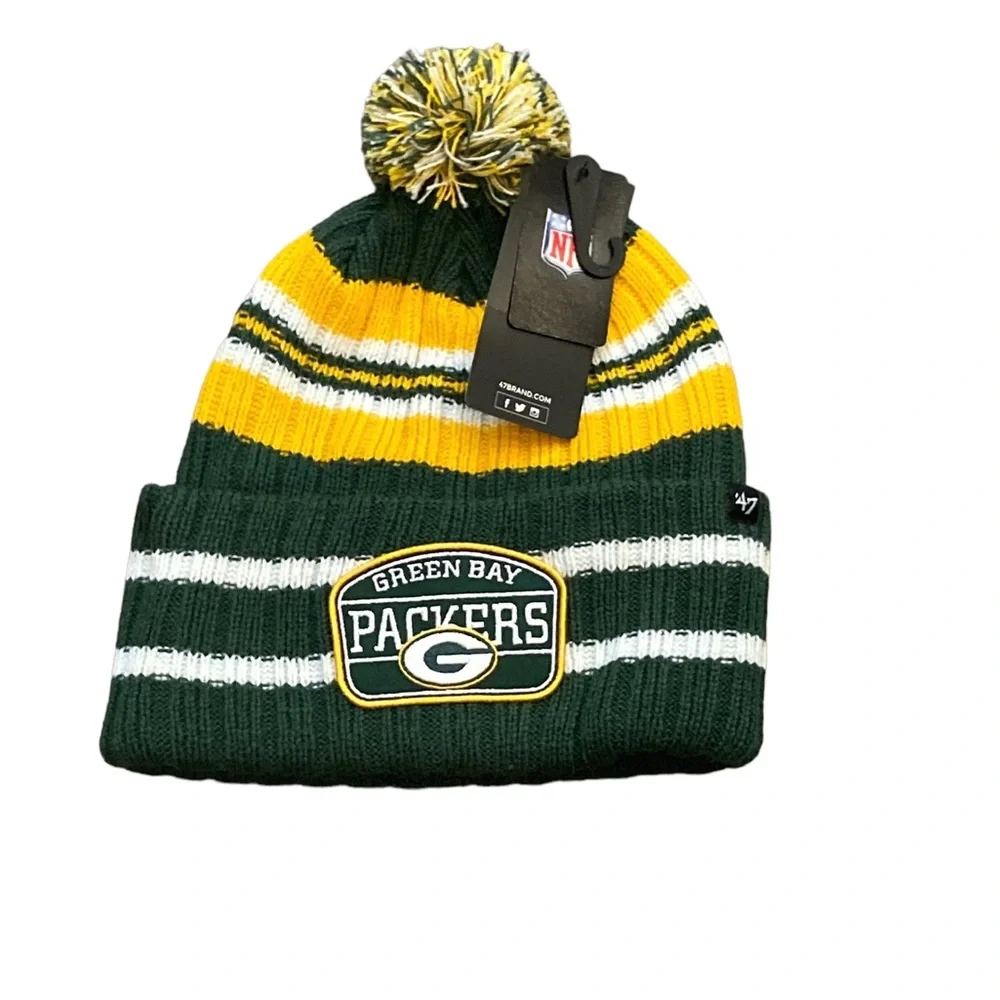 Green Bay Packers Logo Pom‎ Beanie Hat Cap